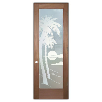 Interior Prehung Door or Interior Slab Door - Palm Sunset - Mahogany - 28" x...