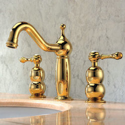 Ti-PVD Finish Solid Brass Contemporary Widespread Bathroom Sink Taps T0423G - Bathroom Sink Faucets