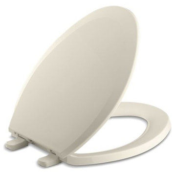 Kohler Lustra with Quick-Release Hinges Elongated Toilet Seat, Almond