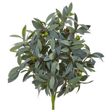 21" Olive Bush with Berries Artificial Plant, Set of 3