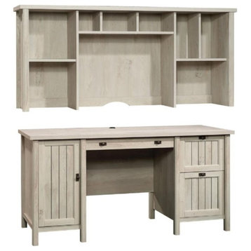 Home Square 2-Piece Set with Computer Desk & 59" Hutch in Chalked Chestnut