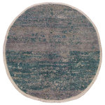 Bareen's Designer Rugs - Modern Abstract Stinson Green/Grey Wool & Silk Round, 6'0 x 6'0 - Modern contemporary hand knotted rug made with luxurious wool is a refreshing addition to your decor. Mesmerizing Intricacy and delicate design showcases a brilliant assortment of colors with a soothing sheen making this rug a breathtaking addition to any decor. Breathtaking intricate design with mesmerizing Intricacy with pleasing color palette will enumerate another dimension to your decor.