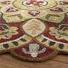 Safavieh Novelty 4' Round Hand Tufted Wool Rug in Red and Taupe