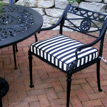 Black and White Striped Outdoor Chair Cushion