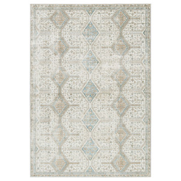 Vibe by Jaipur Living Roane Trellis Gold and Light Blue Area Rug 6'7"x9'6"