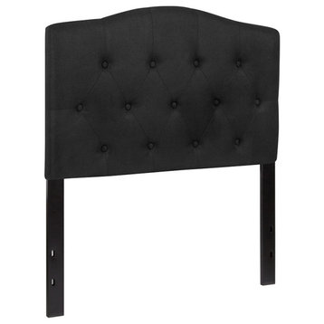 Cambridge Tufted Upholstered Twin Size Headboard, Black Fabric