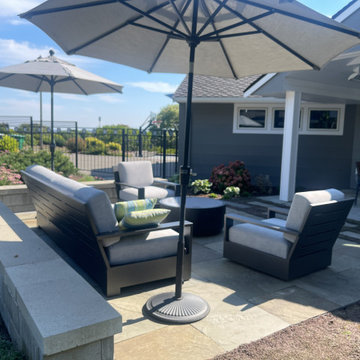 Comfortable seating around the fire table