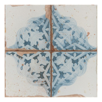SomerTile Artisan Azul Decor 13" x 13" Ceramic Floor and Wall Tile