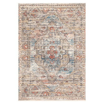 nuLOOM Marley Cardinal Cartouche Traditional Vintage Area Rug, Beige, 9'x12'
