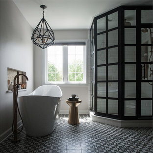 Industrial Badezimmer mit gelben Fliesen Ideen, Design & Bilder