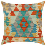 Bareens Designer Rugs - Shabby Chic Turkish Nga Hand Woven Kilim Throw Pillow - Embellish your home with this timeless casual chic handmade Southwestern Kilim throw pillow covers made with and cotton. Constructed on a loom by Nomad Turkman people with hand spun and Natural Vegetable dyes these beautiful Kilim pillow covers are known for their beautiful repetitive geometrical, naturalistic floral and traditional patterns yet still giving it a moden look. Masterfully artisan-crafted on traditional Kilim looms with a contemporary fashion palette producing bold intricate sharp patterns making them a standout piece in any decor.