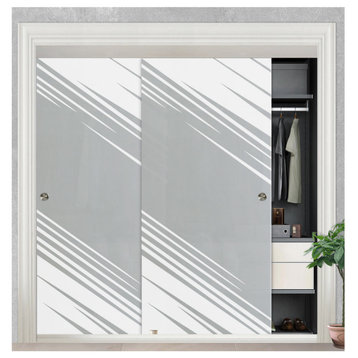 Frameless 2 Leaf Sliding Closet Bypass Glass Door, Flash Design., 48"x80" Inches