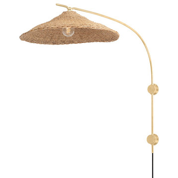 1-Light Portable Wall Sconce, Vintage Gold Leaf
