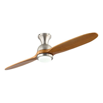52" 2-Blade LED Ceiling Fan with Remote Control and Light Kit, Walnut