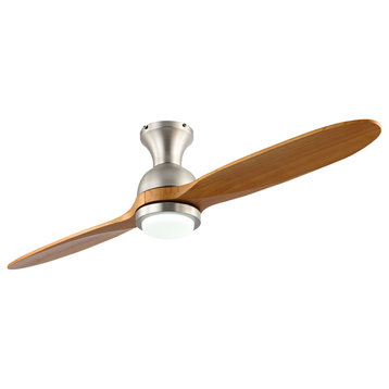 52" 2-Blade LED Ceiling Fan With Remote Control and Light Kit, Walnut
