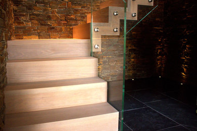 Curved Glass and Timber Stairs