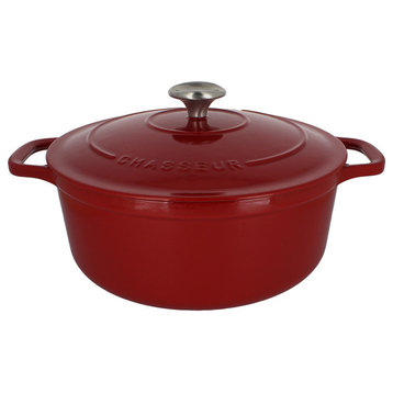 Chasseur 5.5-Quart Red French Enameled Cast Iron Round Dutch Oven