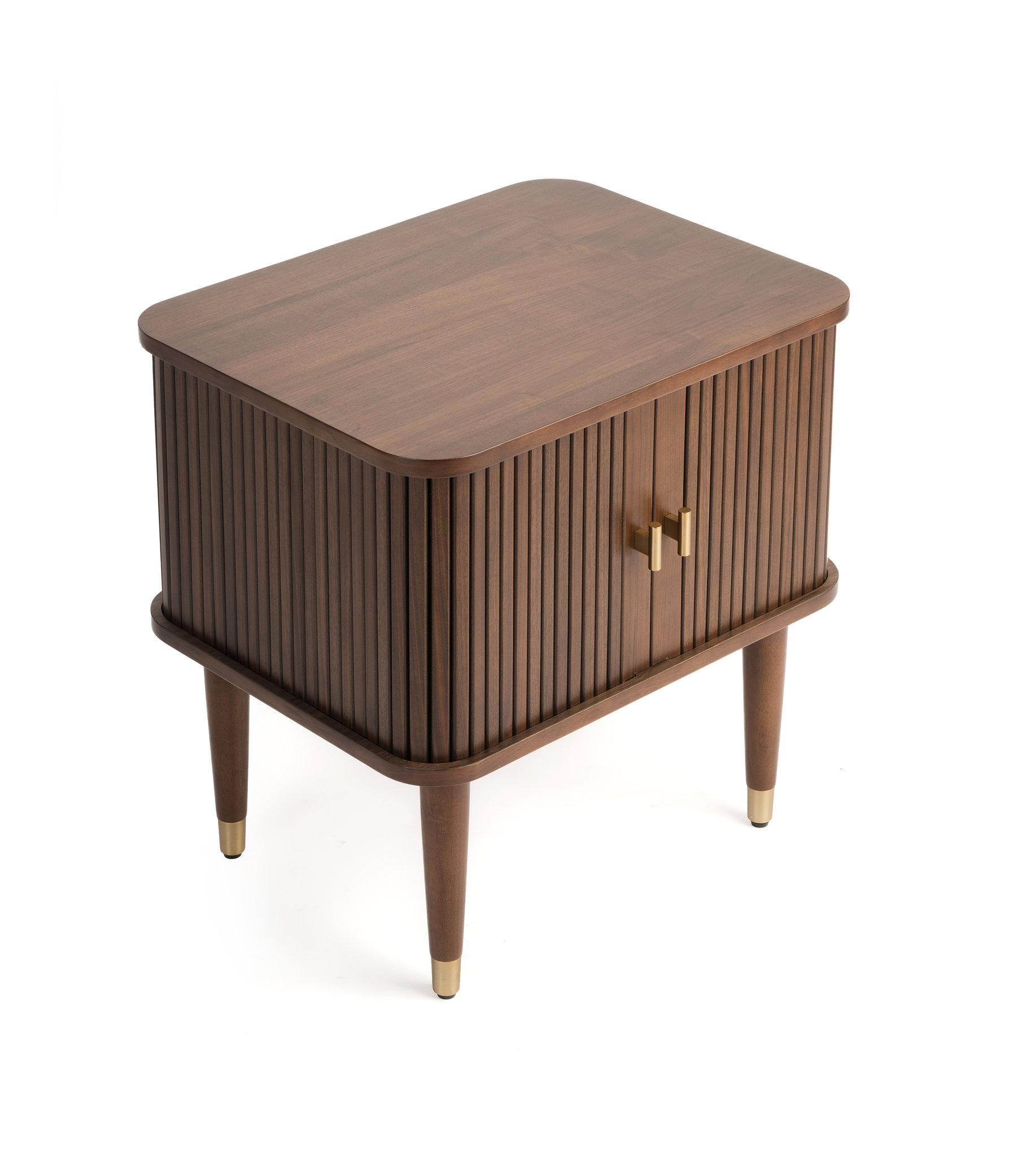 Studio London Murray Mid-Century Nightstand with Storage Brass Accents