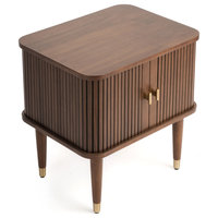 Studio London Murray Mid-Century Nightstand with Storage Brass Accents