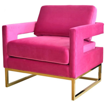Tina Pink Velvet and Gold Accent Chair