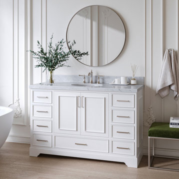 Ariel Stafford 54" Single Sink Bathroom Vanity Base, White