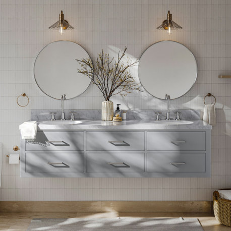 Ariel Hutton 73" Oval Sinks Vanity, 1.5" Carrara Marble