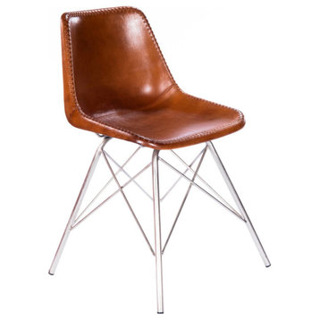 Butler Inland Light Brown Leather Side Chair