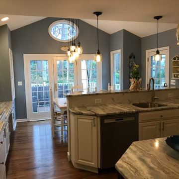 Traditional White Raised Panel with Fantasy Brown Counter tops