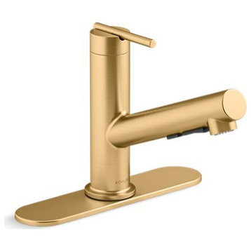 Kohler Crue Pull-out 1-Handle Kitchen Sink Faucet, Moderne Brass