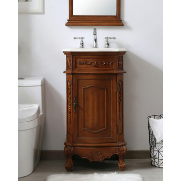 19" Single Bathroom Vanity, Teak With Ivory White Marble, Vf10119Tk-Vw