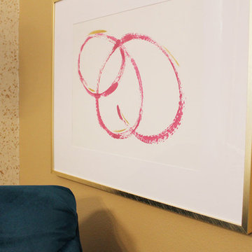 Pink and Blue Transitional Bedroom
