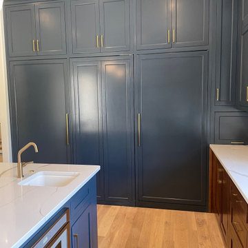 Refrigerator/Freezer each side of the flush pantry door