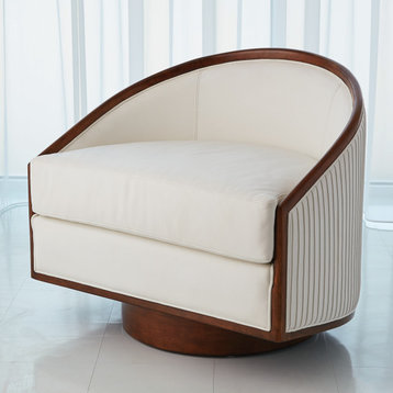 Swivel Chair, White Leather