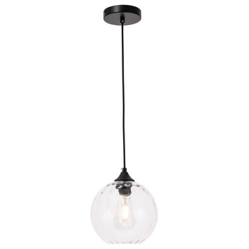 Black Finish And Clear Glass 1-Light Pendant