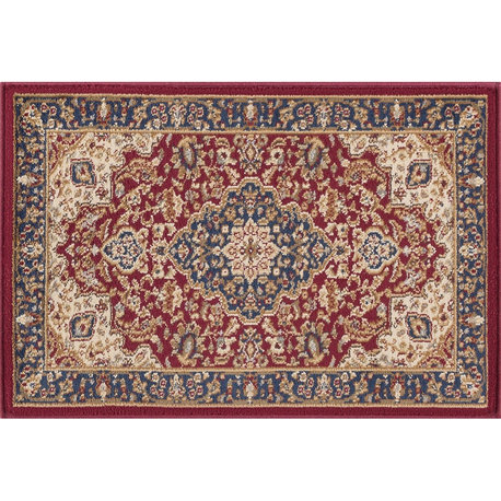 Kirsten Transitional Border Area Rug, Red, 2'x3'