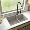 Karran 32" Undermount Double Bowl 60/40 Quartz Kitchen Sink Kit, Concrete