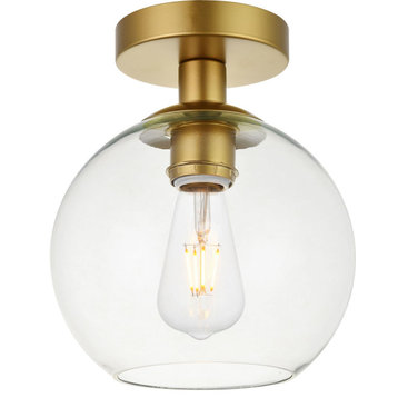 Elegant Lighting LD2204 Baxter 1 Light 8"W Semi-Flush Globe - Brass / Clear