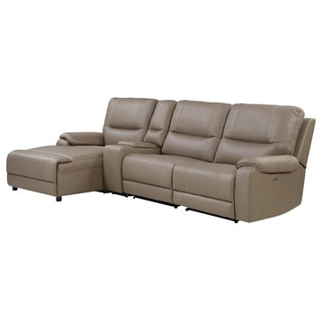 Lexicon LeGrande 4-Piece Left Chaise Modular Power Reclining Sectional in Brown
