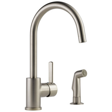 Delta Precept Single Handle Kitchen Faucet with Spray, Stainless, P199152LF-SS