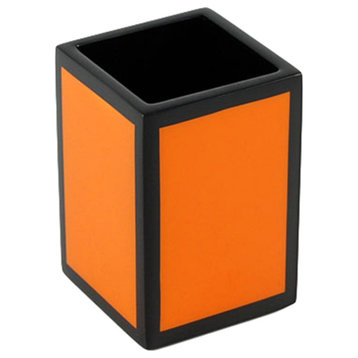 Orange & Black Lacquer Bathroom Accessories, Brush Holder