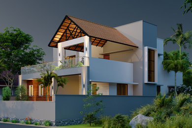 Sloped roof house in kerala