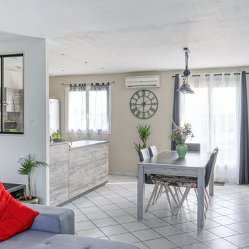 Rénovation d'une cuisine ouverte et création de verrière sur mesure