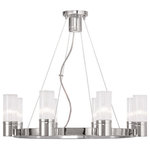 Livex Lighting - Livex Lighting 50698-05 Midtown - Eight Light Chandelier - Mounting Direction: Up/Down  CaMidtown Eight Light  Chrome Clear Fluted  *UL Approved: YES Energy Star Qualified: n/a ADA Certified: n/a  *Number of Lights: Lamp: 8-*Wattage:60w Candalabra Base bulb(s) *Bulb Included:No *Bulb Type:Candalabra Base *Finish Type:Chrome