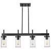 Winslett Linear Pendant in Matte Black with Ribbed Clear Glass