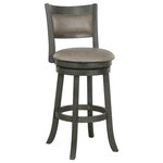 OSP Home Furnishings - 30" Swivel Stool, Dove Faux Leather Back Antique Gray Finish - There's nothing more maneuvarable than a swivel stool for your home. Moving side to side with its swivel function brings more flexibility to the kitchen than ever before. Composed of solid wood with an attached foot rest for comfort. Whether at a breakfast bar or a nook in the kitchen, the Swivel 30" Stool from OSP Home Furnishings will make dining feel more engaging.
