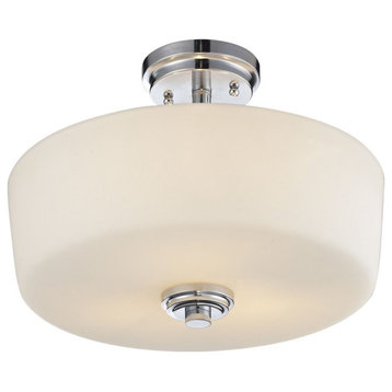 3 Light Semi-Flush Mount in Fusion Style - 14.38 Inches Wide by 10.75 Inches
