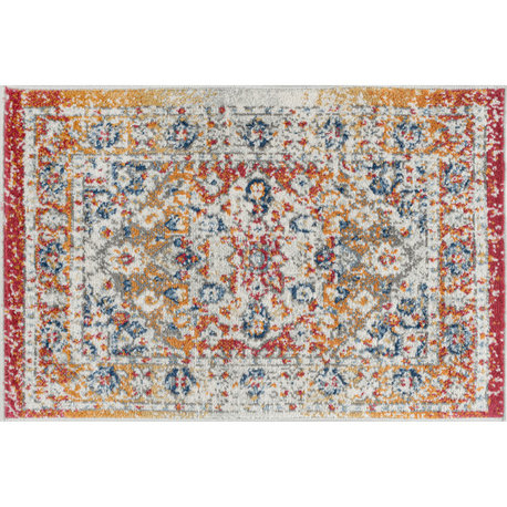 Adilene Transitional Oriental Multi-Color Indoor Scatter Mat Rug 2x3