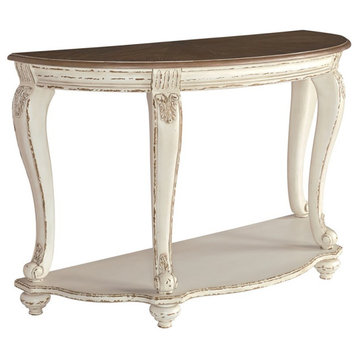 Bowery Hill Console Table in Chipped White and Brown