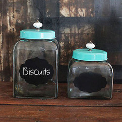 Glass Containers With Chalkboard Label - Set of 2 - Food Storage Containers
