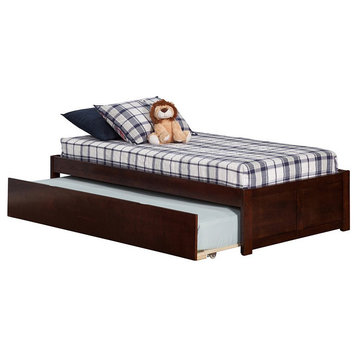 AFI Concord Urban Twin Trundle Solid Wood Platform Bed in Walnut